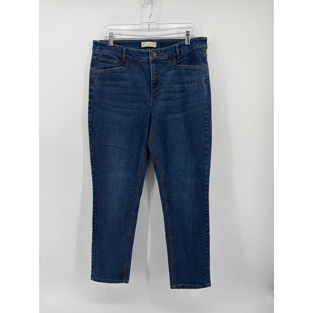 J. Jill Womens 14 Blue Jeans Smooth Fit Slim Ankle Stretch‎ Denim Dark Wash